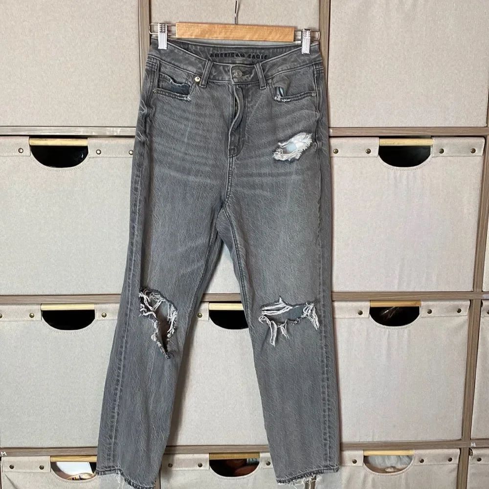 American Eagle distressed mom jeans